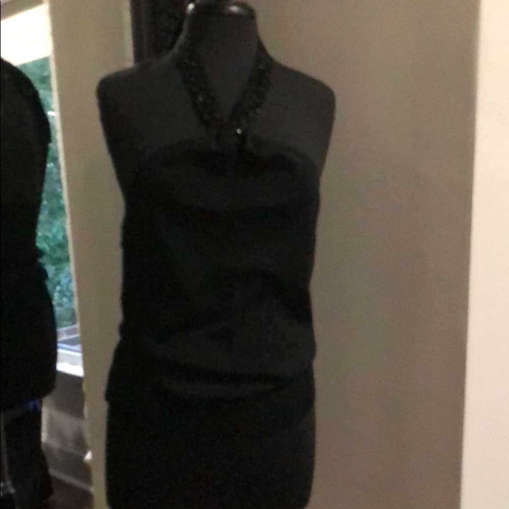 Black Sweater Beaded Neck Tie